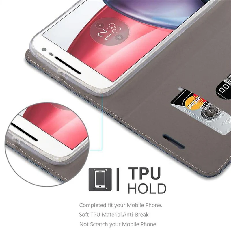 Cadorabo Hülle kompatibel mit Motorola MOTO G4 / G4 PLUS Schutzhülle mit Magnetverschluss, Standfunktion und Kartenfach
