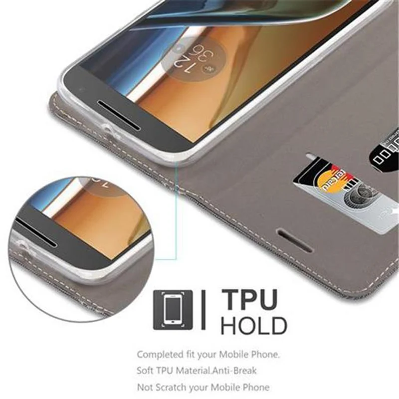Cadorabo Hülle kompatibel mit Motorola MOTO G4 / G4 PLUS Schutzhülle mit Magnetverschluss, Standfunktion und Kartenfach