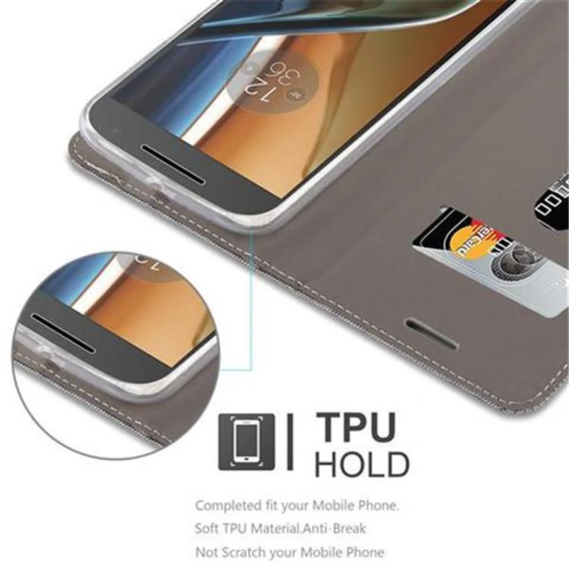 Cadorabo Hülle kompatibel mit Motorola MOTO G4 / G4 PLUS Schutzhülle mit Magnetverschluss, Standfunktion und Kartenfach