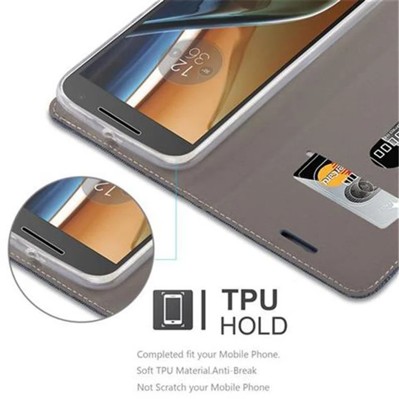 Cadorabo Hülle kompatibel mit Motorola MOTO G4 / G4 PLUS Schutzhülle mit Magnetverschluss, Standfunktion und Kartenfach