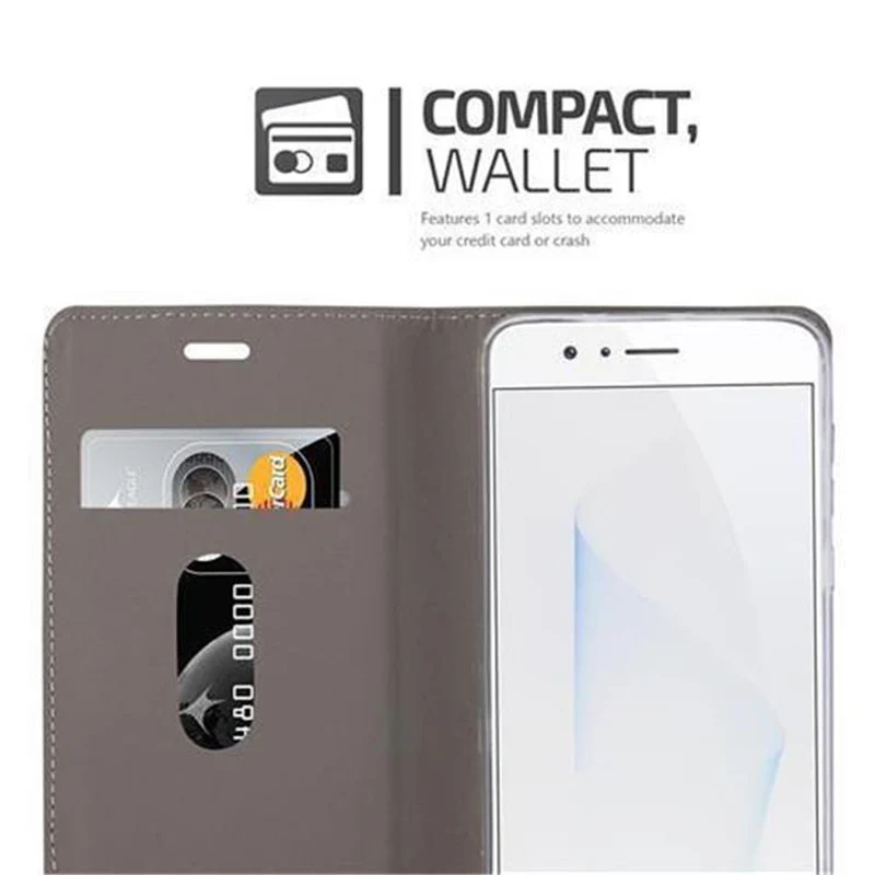 Cadorabo Hülle kompatibel mit Honor 8 / 8 PREMIUM Schutzhülle mit Magnetverschluss, Standfunktion und Kartenfach