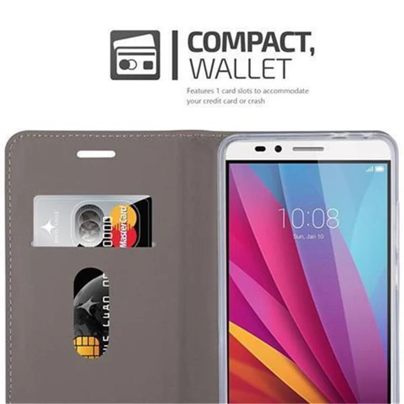Cadorabo Hülle kompatibel mit Honor 5X / Play 5X / Huawei GR5 2016 Schutzhülle mit Magnetverschluss, Standfunktion und Kartenfach