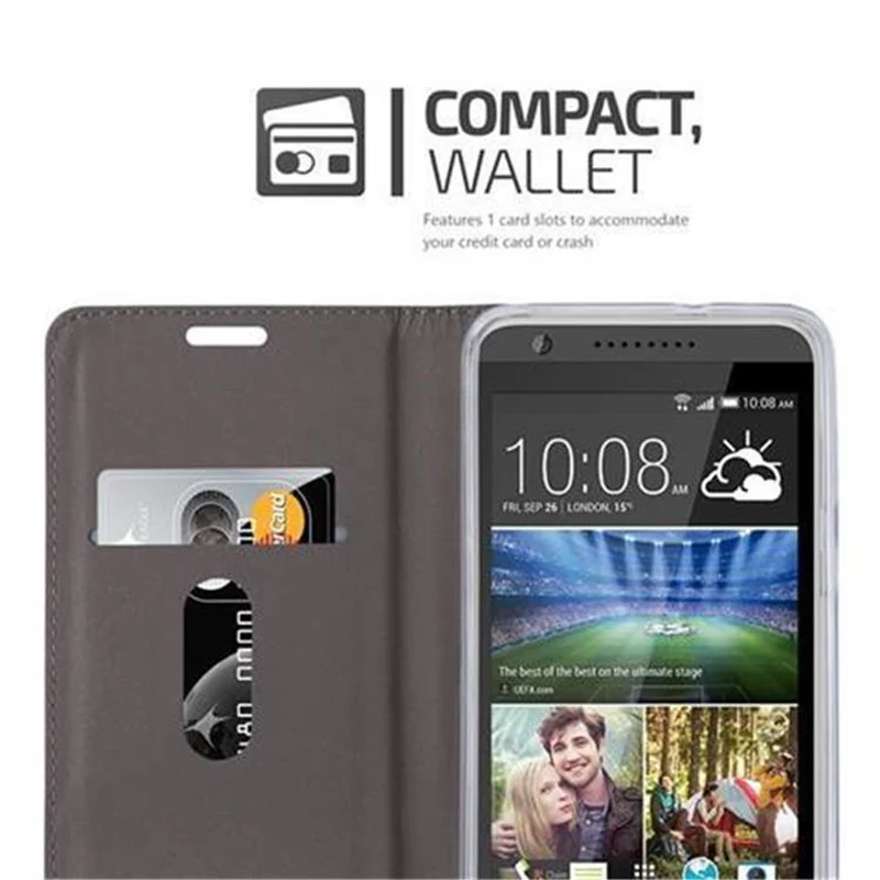 Cadorabo Hülle kompatibel mit HTC Desire 820 Schutzhülle mit Magnetverschluss, Standfunktion und Kartenfach