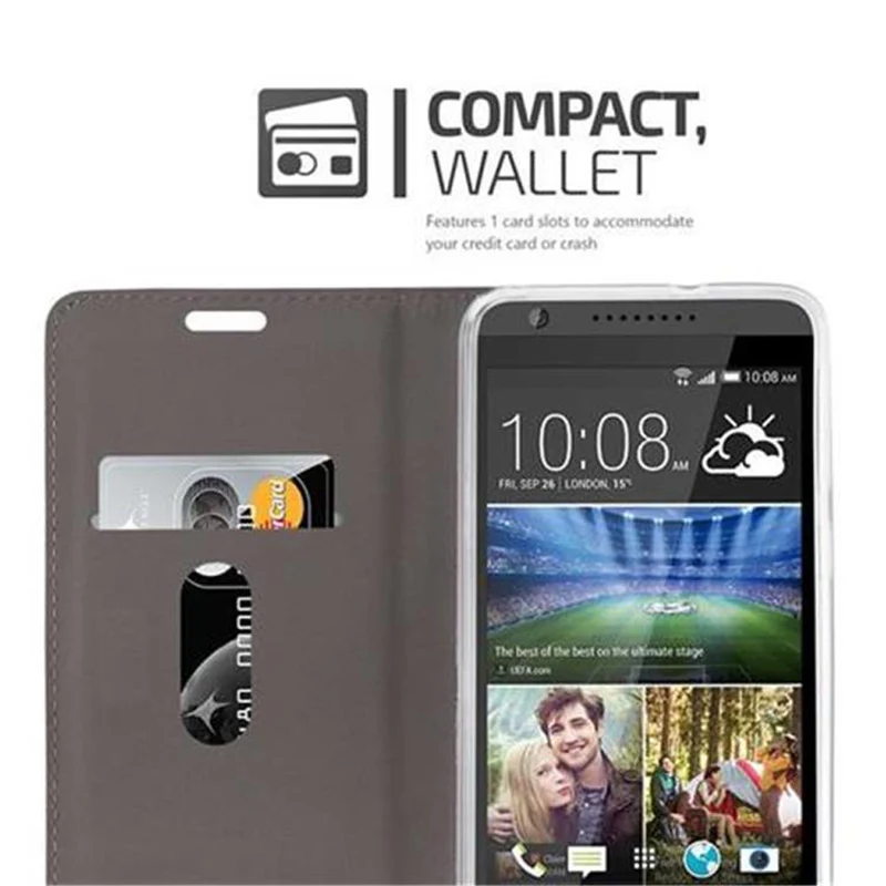 Cadorabo Hülle kompatibel mit HTC Desire 820 Schutzhülle mit Magnetverschluss, Standfunktion und Kartenfach