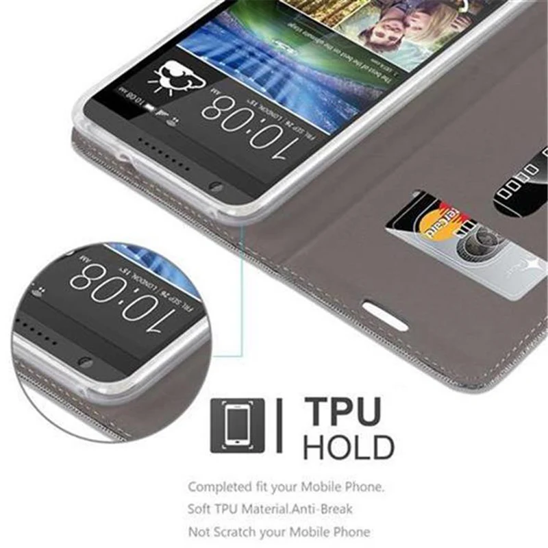 Cadorabo Hülle kompatibel mit HTC Desire 820 Schutzhülle mit Magnetverschluss, Standfunktion und Kartenfach
