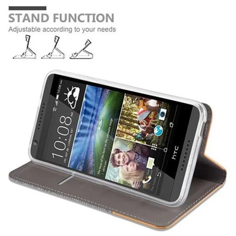 Cadorabo Hülle kompatibel mit HTC Desire 820 Schutzhülle mit Magnetverschluss, Standfunktion und Kartenfach