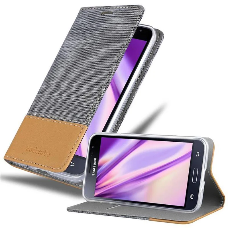 Cadorabo Hülle kompatibel mit Samsung Galaxy J3 2016 Schutzhülle mit Magnetverschluss, Standfunktion und Kartenfach
