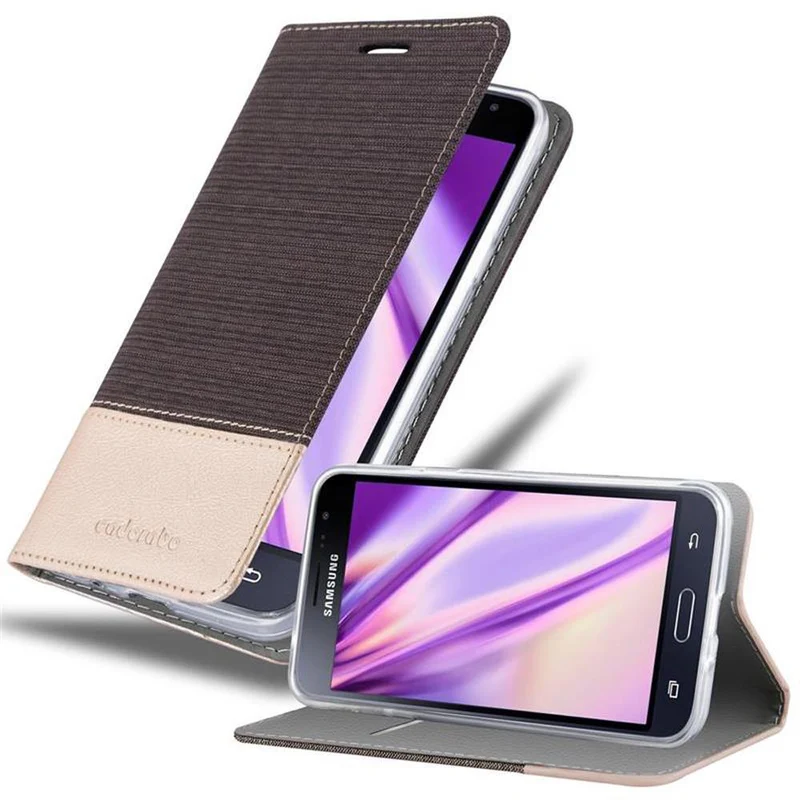 Cadorabo Hülle kompatibel mit Samsung Galaxy J3 2016 Schutzhülle mit Magnetverschluss, Standfunktion und Kartenfach