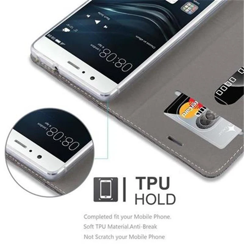Cadorabo Hülle kompatibel mit Huawei P9 LITE 2016 / G9 LITE Schutzhülle mit Magnetverschluss, Standfunktion und Kartenfach