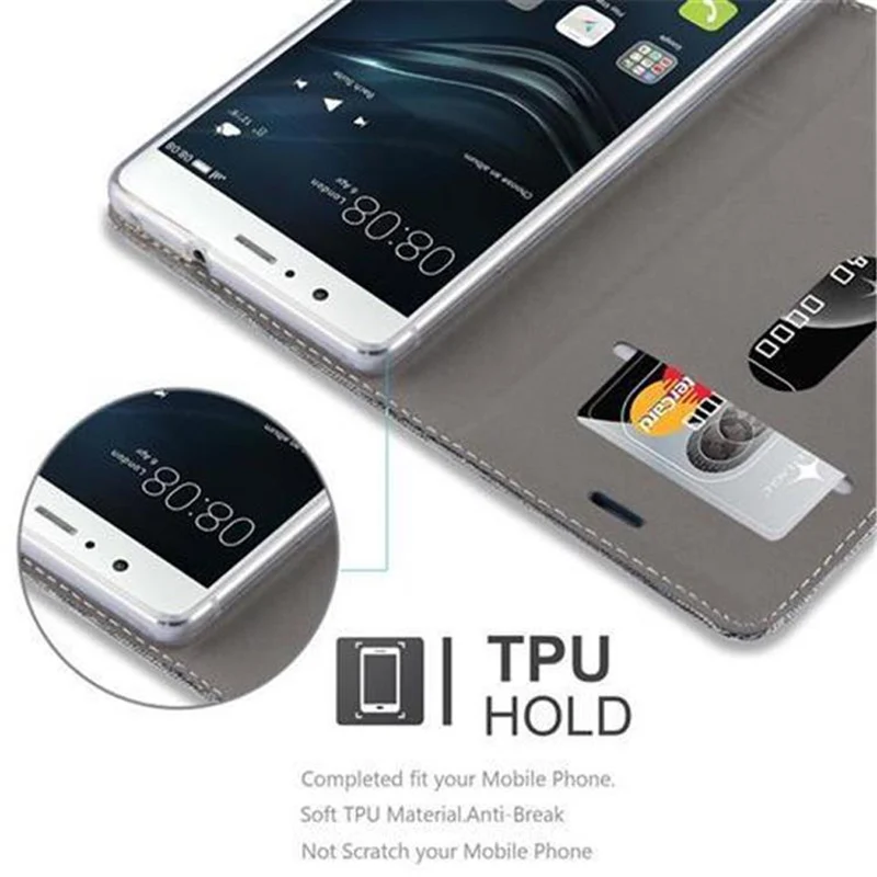 Cadorabo Hülle kompatibel mit Huawei P9 LITE 2016 / G9 LITE Schutzhülle mit Magnetverschluss, Standfunktion und Kartenfach