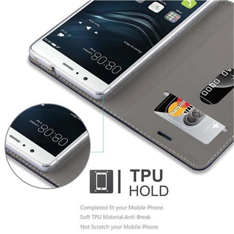 Cadorabo Hülle kompatibel mit Huawei P9 LITE 2016 / G9 LITE Schutzhülle mit Magnetverschluss, Standfunktion und Kartenfach