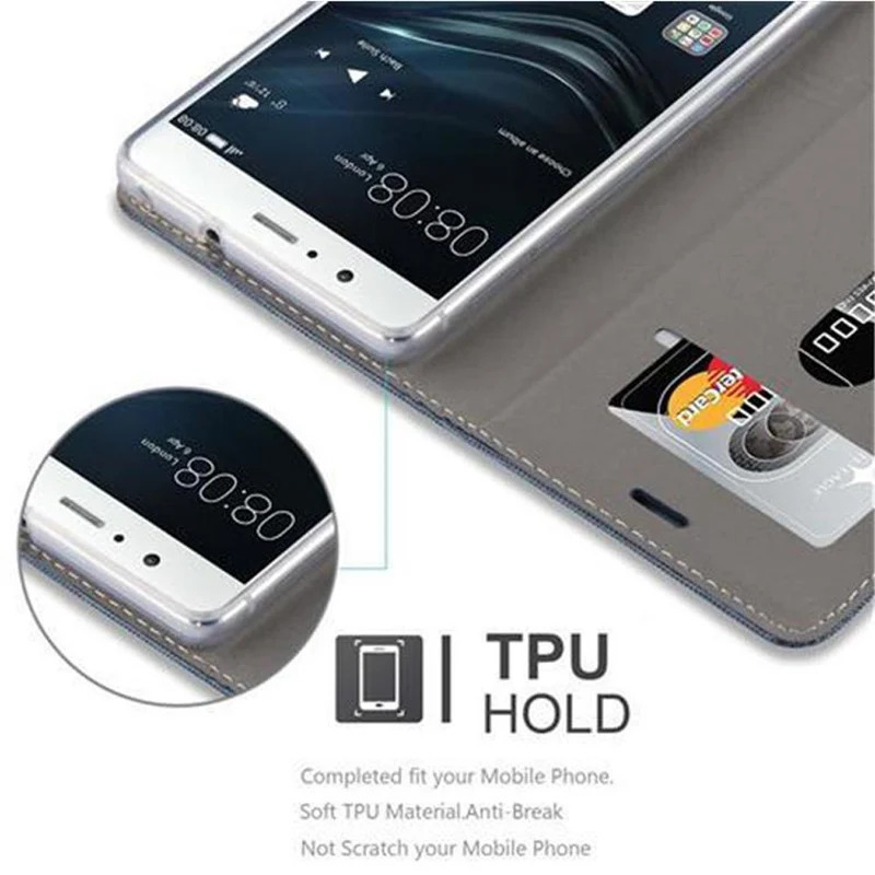 Cadorabo Hülle kompatibel mit Huawei P9 LITE 2016 / G9 LITE Schutzhülle mit Magnetverschluss, Standfunktion und Kartenfach