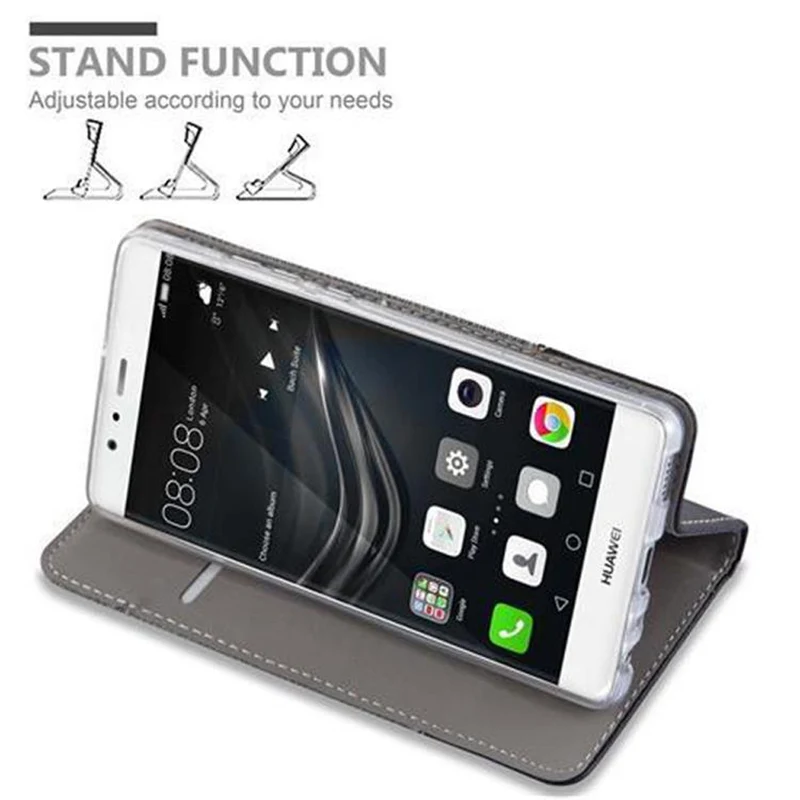 Cadorabo Hülle kompatibel mit Huawei P9 Schutzhülle mit Magnetverschluss, Standfunktion und Kartenfach