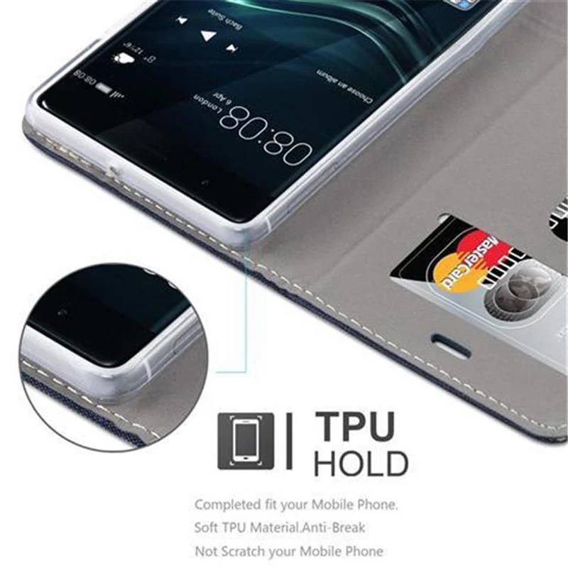 Cadorabo Hülle kompatibel mit Huawei P9 Schutzhülle mit Magnetverschluss, Standfunktion und Kartenfach