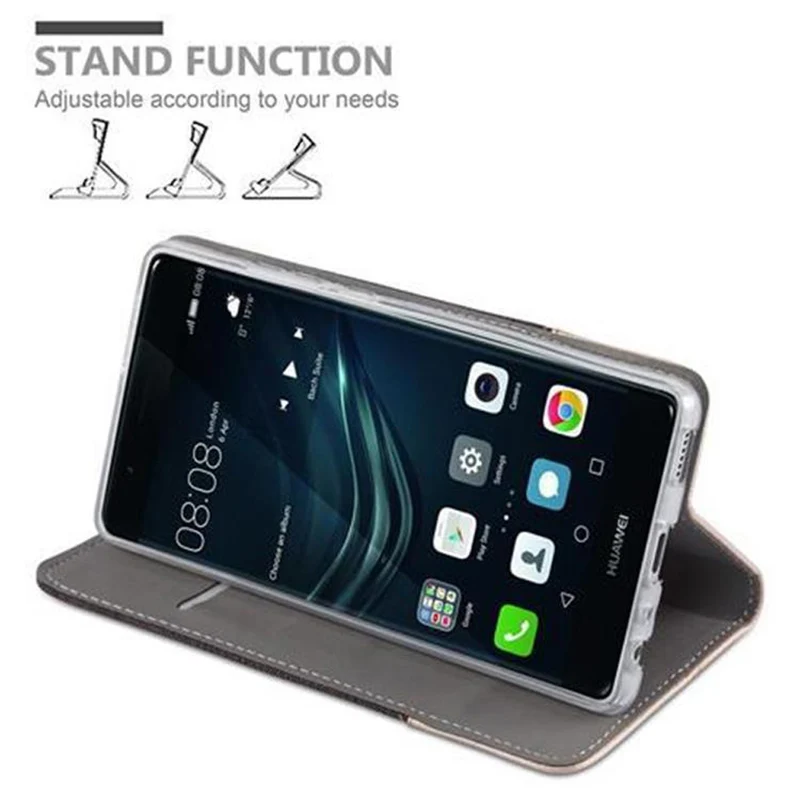 Cadorabo Hülle kompatibel mit Huawei P9 Schutzhülle mit Magnetverschluss, Standfunktion und Kartenfach