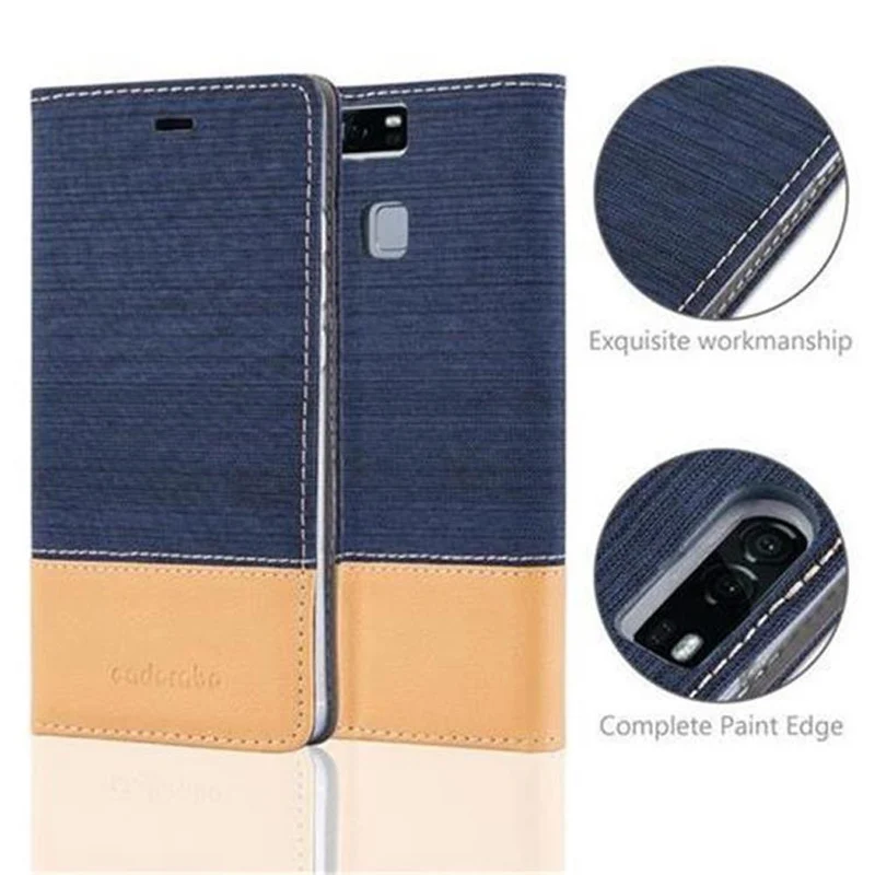 Cadorabo Hülle kompatibel mit Huawei P9 Schutzhülle mit Magnetverschluss, Standfunktion und Kartenfach