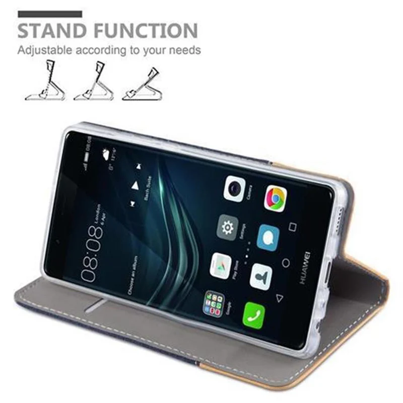 Cadorabo Hülle kompatibel mit Huawei P9 Schutzhülle mit Magnetverschluss, Standfunktion und Kartenfach