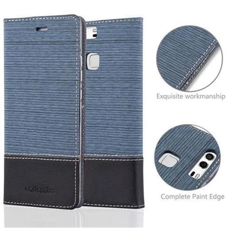 Cadorabo Hülle kompatibel mit Huawei P9 Schutzhülle mit Magnetverschluss, Standfunktion und Kartenfach