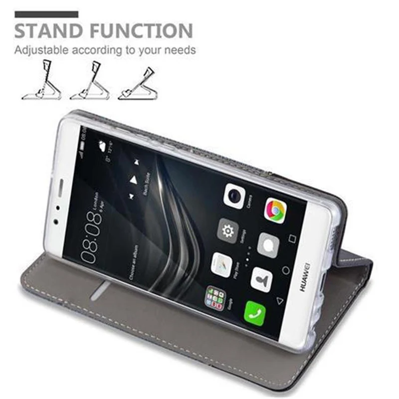 Cadorabo Hülle kompatibel mit Huawei P9 Schutzhülle mit Magnetverschluss, Standfunktion und Kartenfach