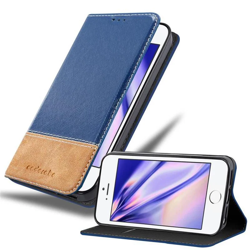 Cadorabo Hülle kompatibel mit Apple iPhone 5 / 5S / SE 2016 Schutzhülle mit Magnetverschluss, Standfunktion und Kartenfach