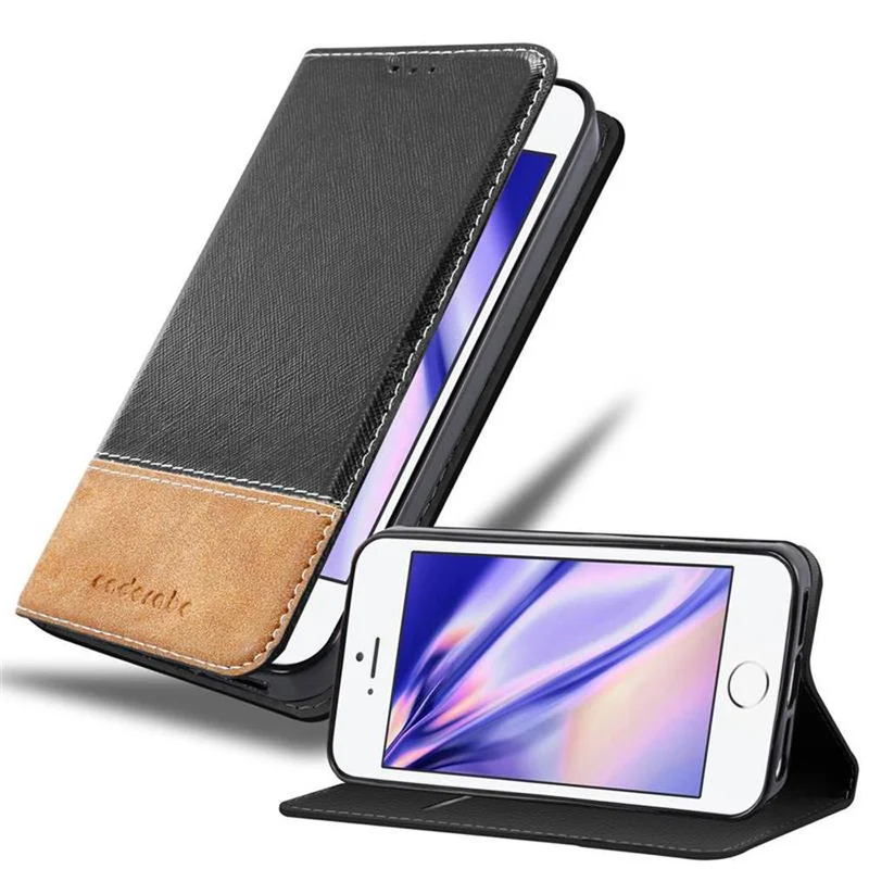 Cadorabo Hülle kompatibel mit Apple iPhone 5 / 5S / SE 2016 Schutzhülle mit Magnetverschluss, Standfunktion und Kartenfach
