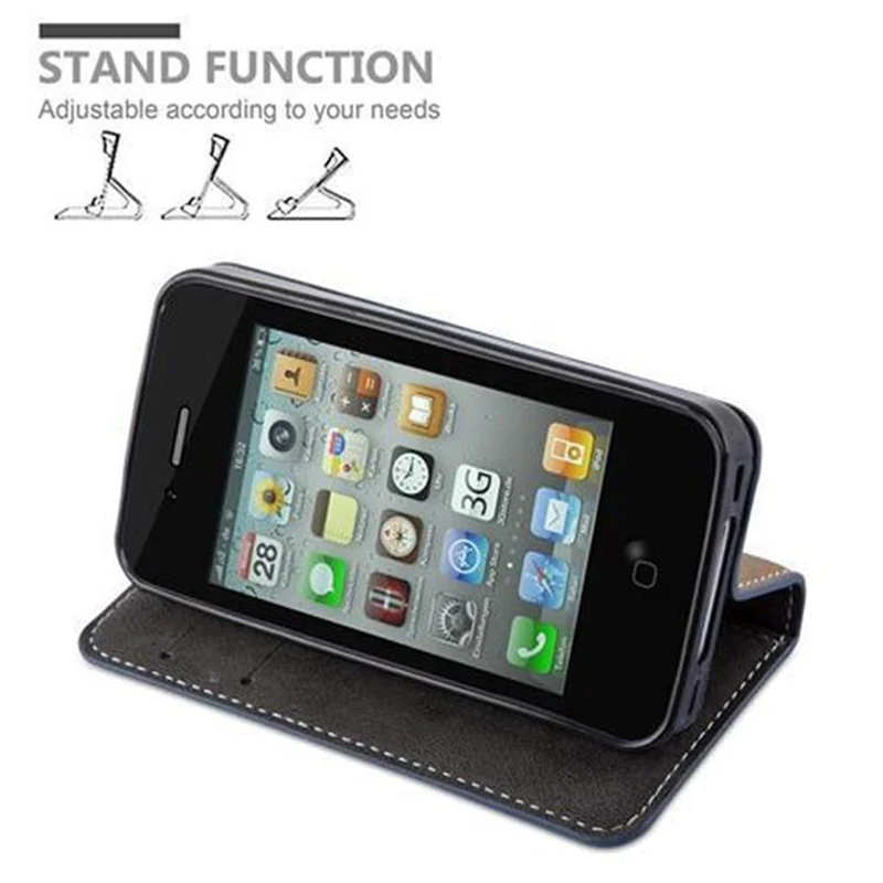 Cadorabo Hülle kompatibel mit Apple iPhone 4 / 4S Schutzhülle mit Magnetverschluss, Standfunktion und Kartenfach