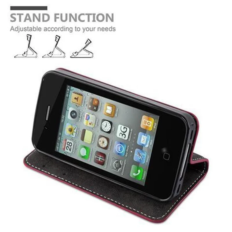 Cadorabo Hülle kompatibel mit Apple iPhone 4 / 4S Schutzhülle mit Magnetverschluss, Standfunktion und Kartenfach