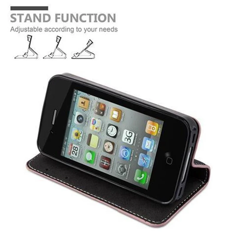 Cadorabo Hülle kompatibel mit Apple iPhone 4 / 4S Schutzhülle mit Magnetverschluss, Standfunktion und Kartenfach