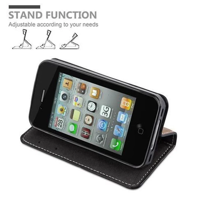 Cadorabo Hülle kompatibel mit Apple iPhone 4 / 4S Schutzhülle mit Magnetverschluss, Standfunktion und Kartenfach