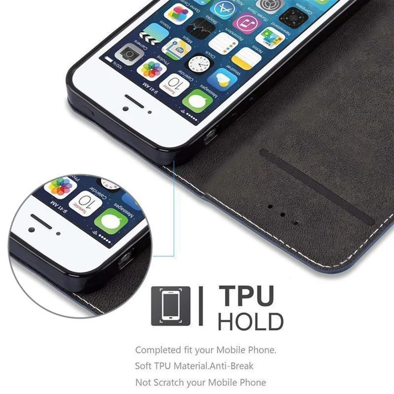 Cadorabo Hülle kompatibel mit Apple iPhone 4 / 4S Schutzhülle mit Magnetverschluss, Standfunktion und Kartenfach