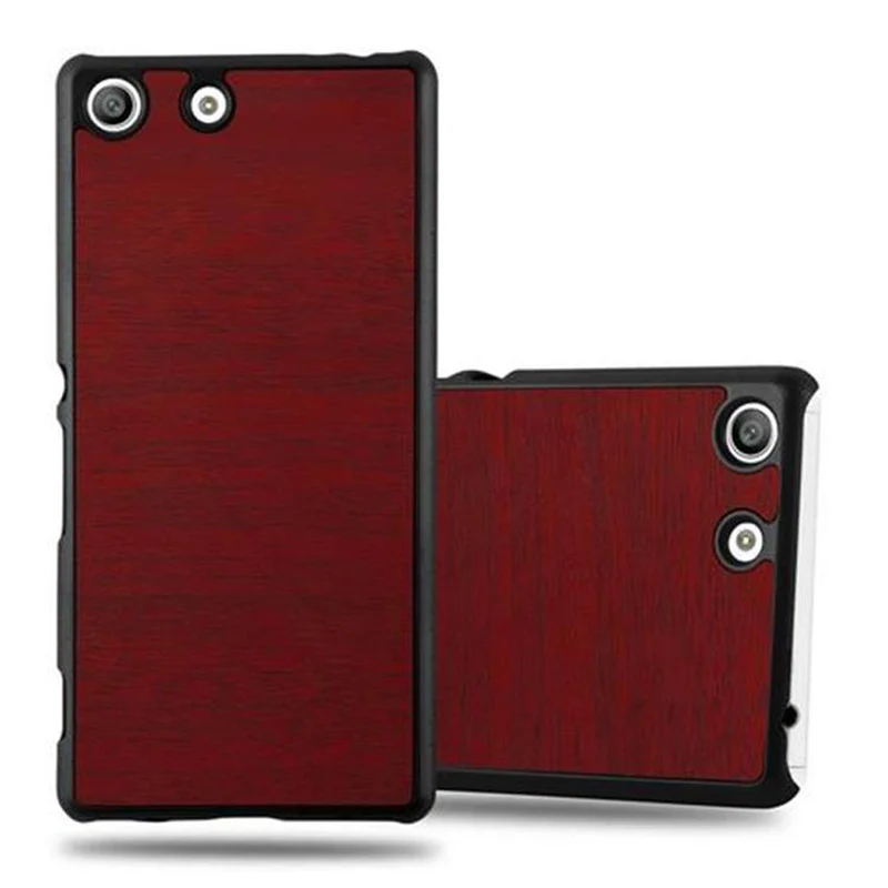 Cadorabo Hülle kompatibel mit Sony Xperia M5 Hard Case Schutzhülle in Holz Optik gegen Kratzer und Stöße