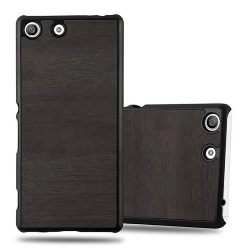 Cadorabo Hülle kompatibel mit Sony Xperia M5 Hard Case Schutzhülle in Holz Optik gegen Kratzer und Stöße