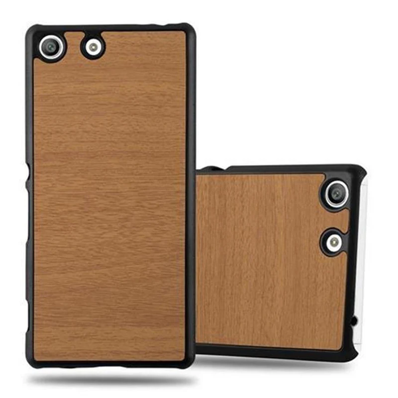 Cadorabo Hülle kompatibel mit Sony Xperia M5 Hard Case Schutzhülle in Holz Optik gegen Kratzer und Stöße