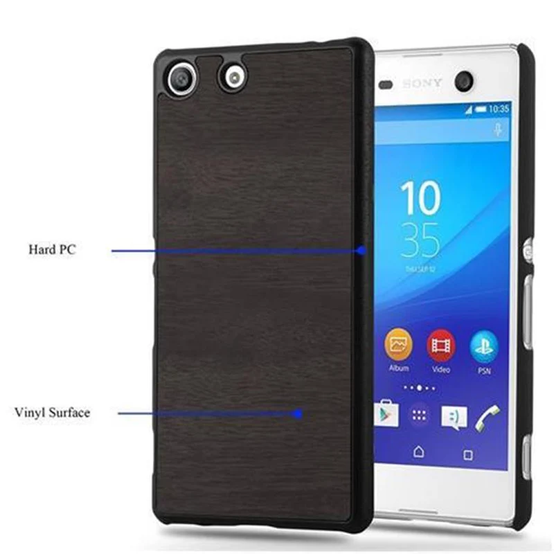 Cadorabo Hülle kompatibel mit Sony Xperia M5 Hard Case Schutzhülle in Holz Optik gegen Kratzer und Stöße