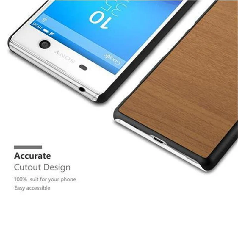 Cadorabo Hülle kompatibel mit Sony Xperia M5 Hard Case Schutzhülle in Holz Optik gegen Kratzer und Stöße
