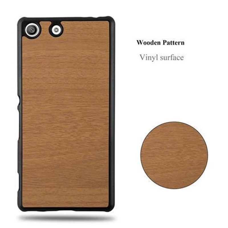 Cadorabo Hülle kompatibel mit Sony Xperia M5 Hard Case Schutzhülle in Holz Optik gegen Kratzer und Stöße
