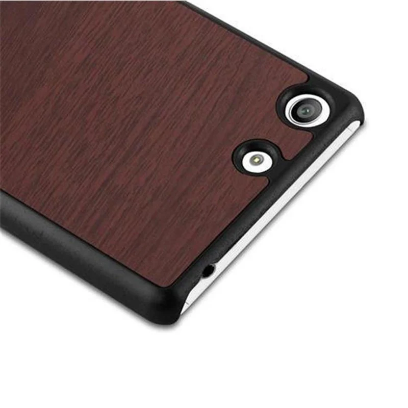 Cadorabo Hülle kompatibel mit Sony Xperia M5 Hard Case Schutzhülle in Holz Optik gegen Kratzer und Stöße