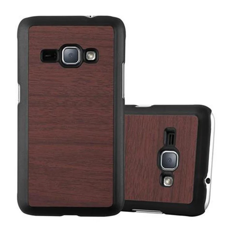 Cadorabo Hülle kompatibel mit Samsung Galaxy J1 2016 Hard Case Schutzhülle in Holz Optik gegen Kratzer und Stöße