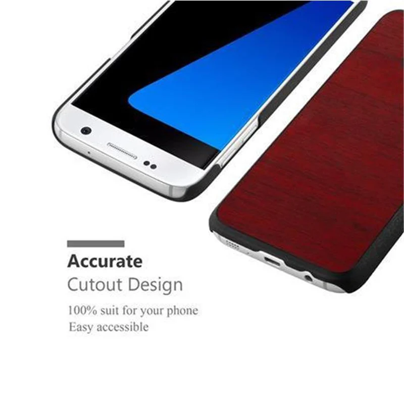 Cadorabo Hülle kompatibel mit Samsung Galaxy S7 Hard Case Schutzhülle in Holz Optik gegen Kratzer und Stöße