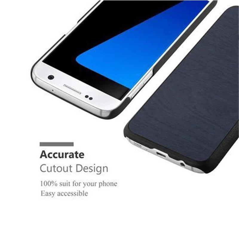 Cadorabo Hülle kompatibel mit Samsung Galaxy S7 Hard Case Schutzhülle in Holz Optik gegen Kratzer und Stöße