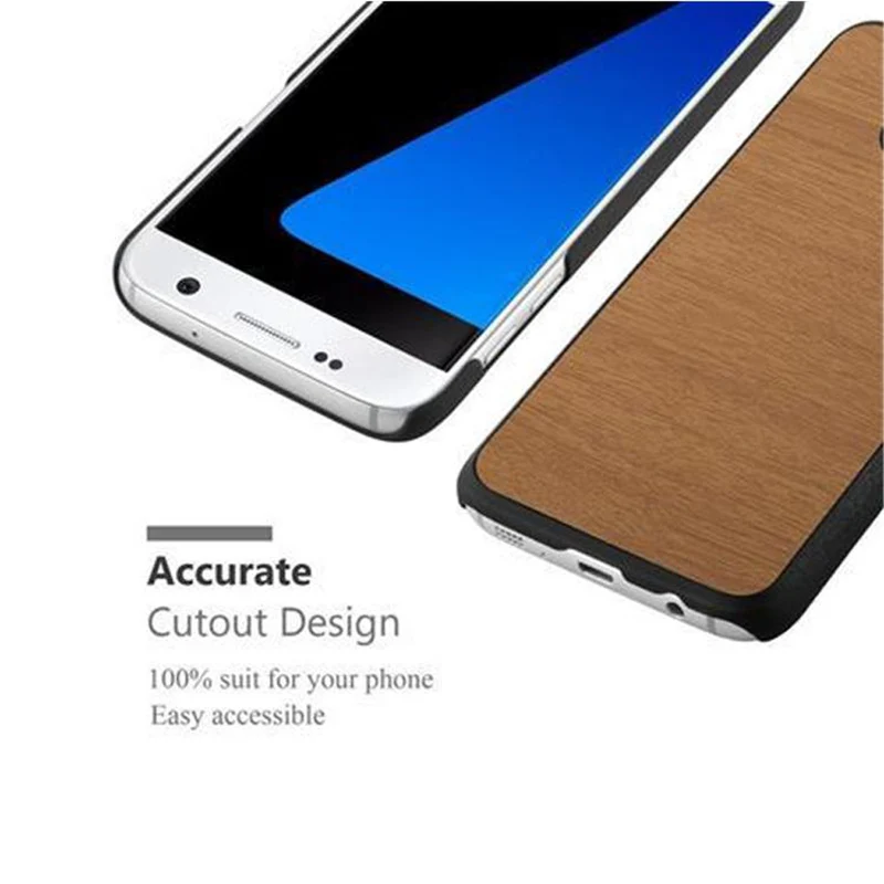 Cadorabo Hülle kompatibel mit Samsung Galaxy S7 Hard Case Schutzhülle in Holz Optik gegen Kratzer und Stöße
