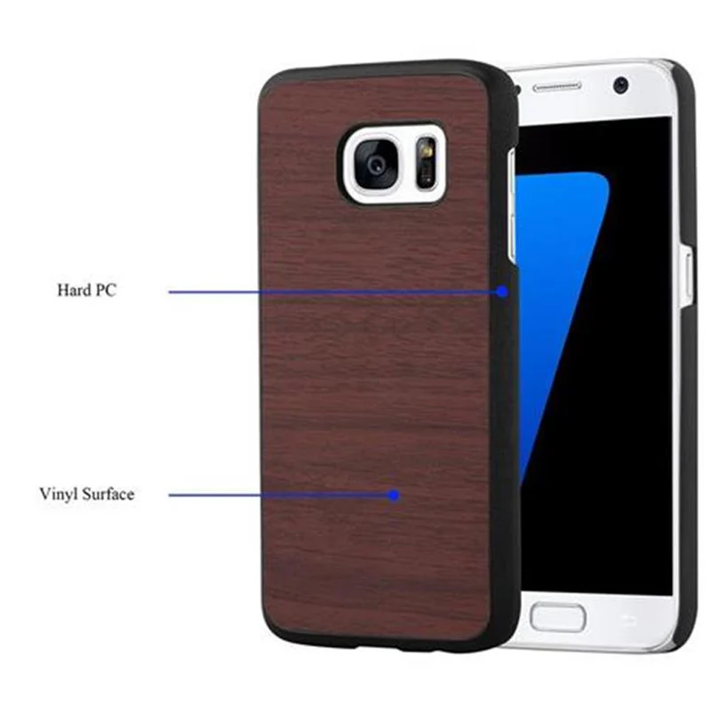 Cadorabo Hülle kompatibel mit Samsung Galaxy S7 Hard Case Schutzhülle in Holz Optik gegen Kratzer und Stöße