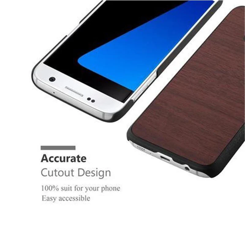 Cadorabo Hülle kompatibel mit Samsung Galaxy S7 Hard Case Schutzhülle in Holz Optik gegen Kratzer und Stöße