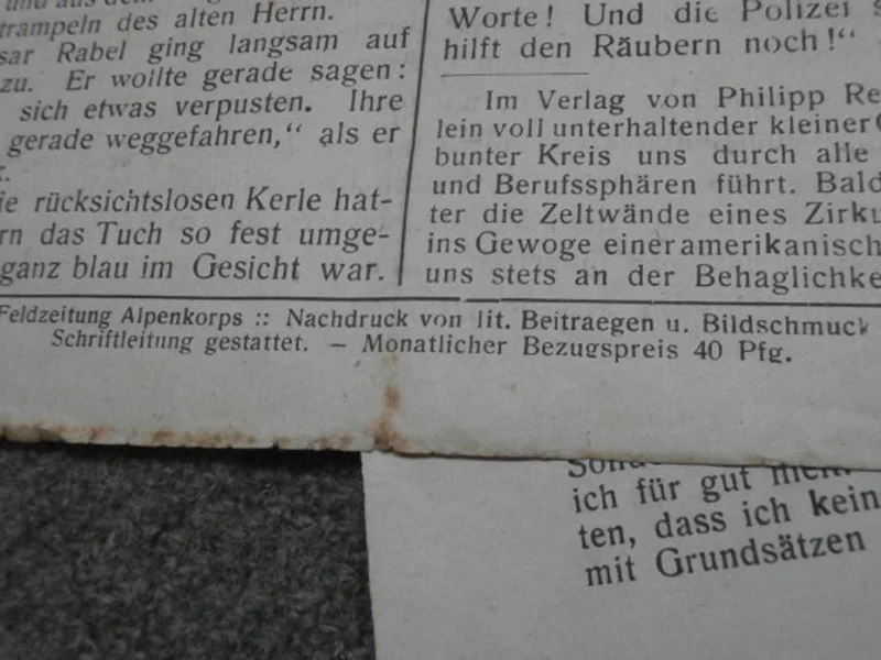 "Feldzeitung des Deutschen Alpenkorps" 7 Ausgaben - Mai 1918