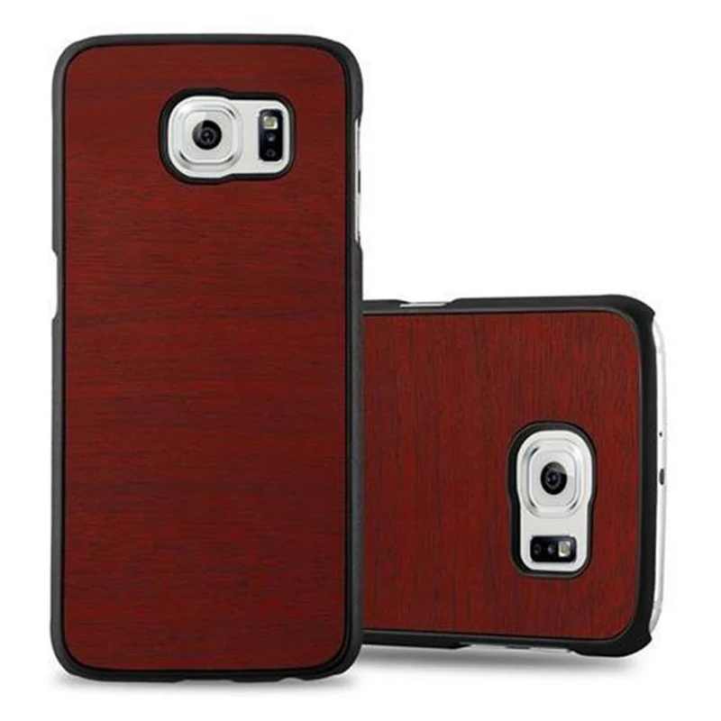 Cadorabo Hülle kompatibel mit Samsung Galaxy S6 Hard Case Schutzhülle in Holz Optik gegen Kratzer und Stöße