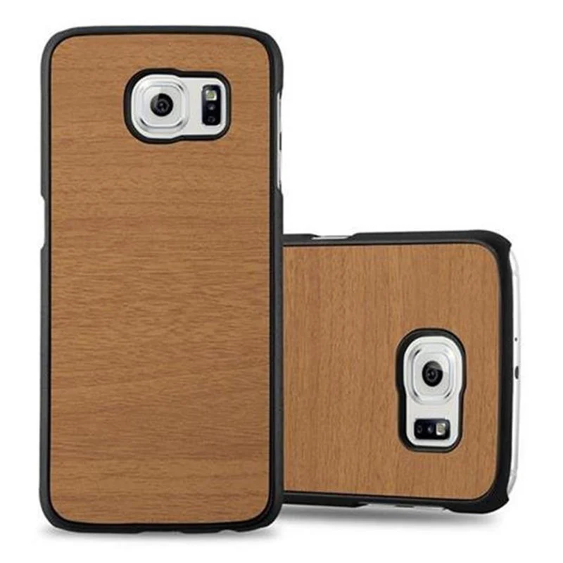 Cadorabo Hülle kompatibel mit Samsung Galaxy S6 Hard Case Schutzhülle in Holz Optik gegen Kratzer und Stöße
