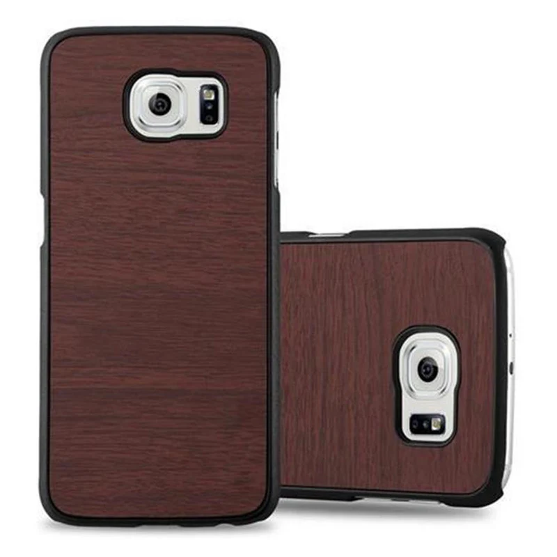 Cadorabo Hülle kompatibel mit Samsung Galaxy S6 Hard Case Schutzhülle in Holz Optik gegen Kratzer und Stöße