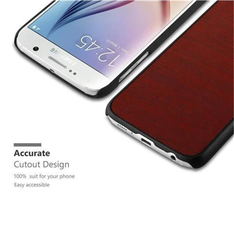 Cadorabo Hülle kompatibel mit Samsung Galaxy S6 Hard Case Schutzhülle in Holz Optik gegen Kratzer und Stöße