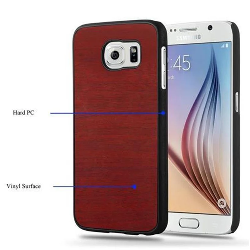 Cadorabo Hülle kompatibel mit Samsung Galaxy S6 Hard Case Schutzhülle in Holz Optik gegen Kratzer und Stöße