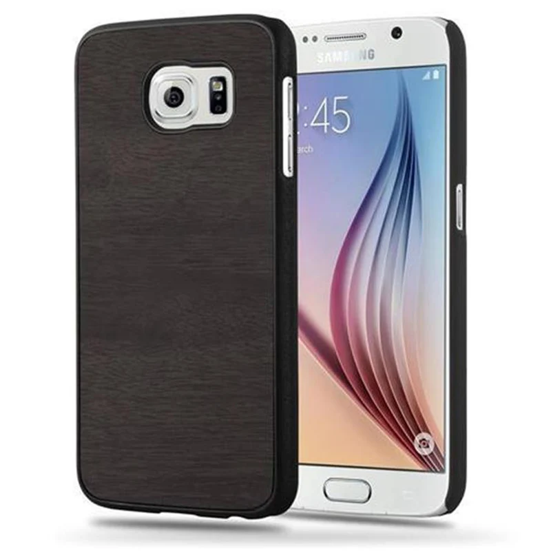 Cadorabo Hülle kompatibel mit Samsung Galaxy S6 Hard Case Schutzhülle in Holz Optik gegen Kratzer und Stöße